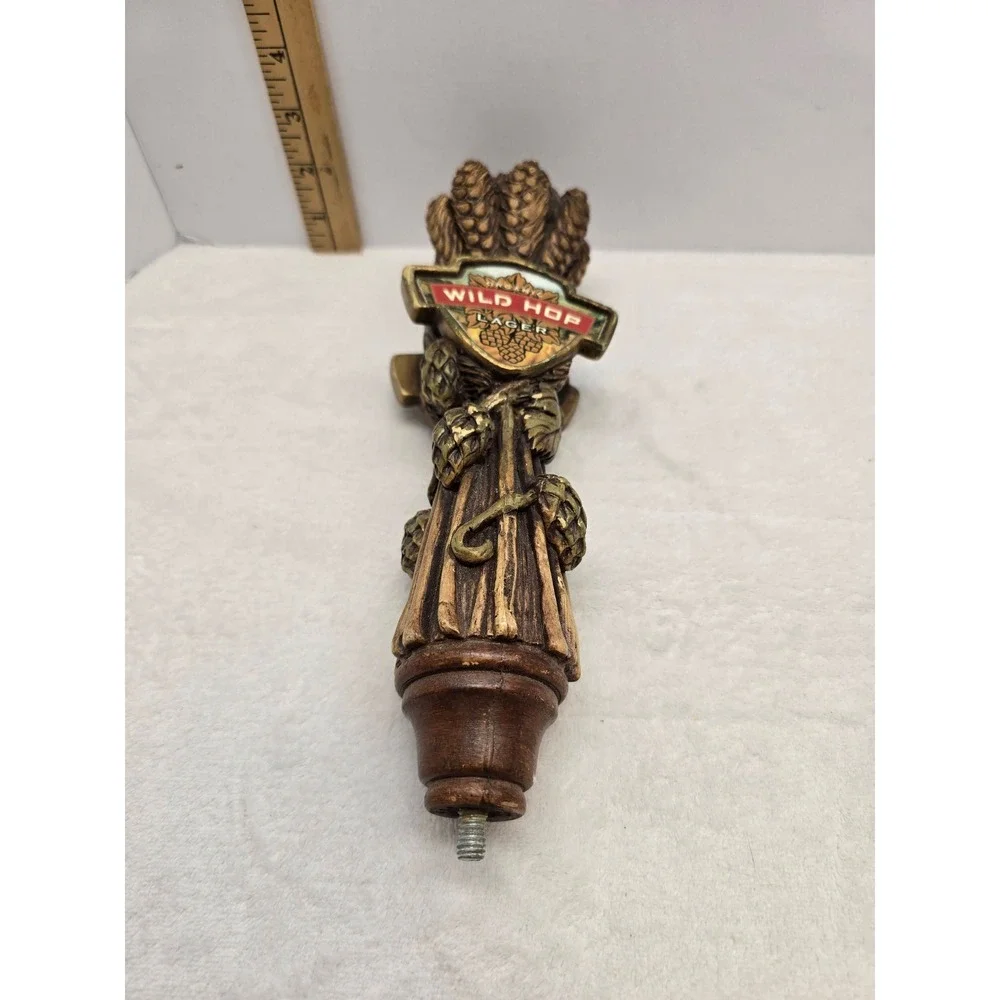 Wild Hop Brewing Co Organic Lager Beer Tap Handle Wheat Hops Sculptural Brown